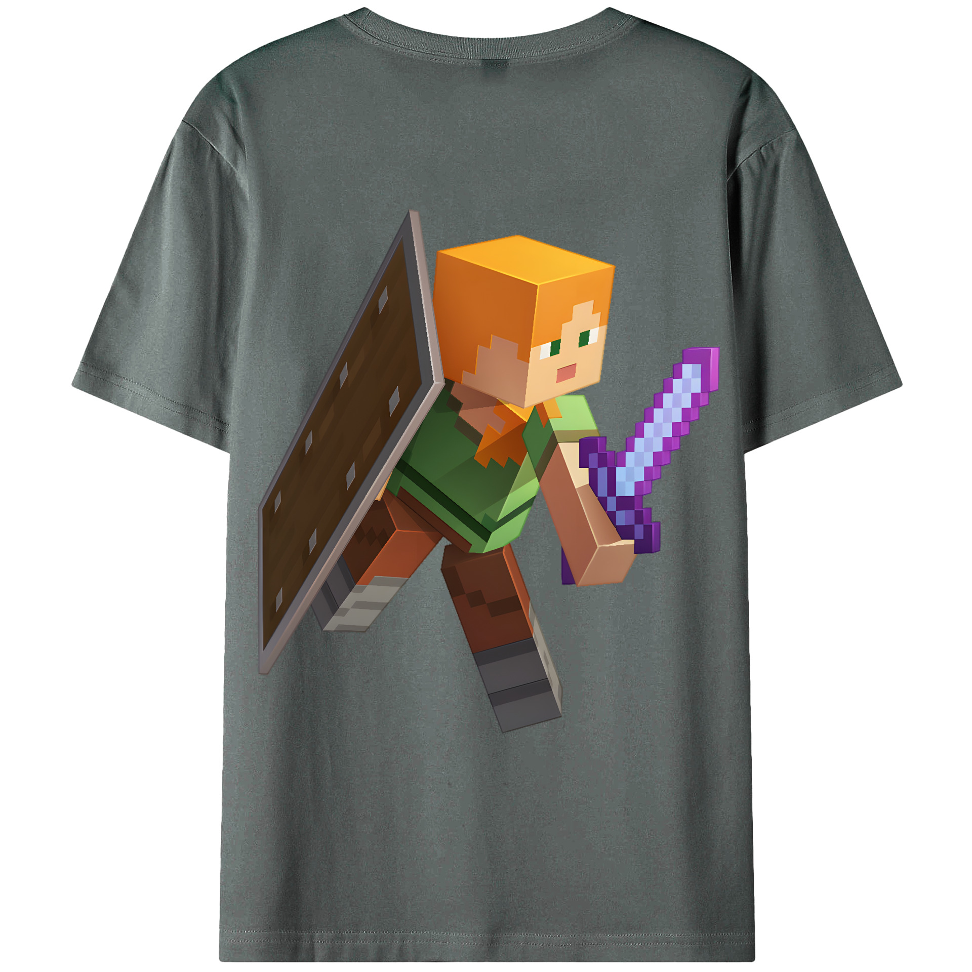 （画像用） マインクラフト ブロックの世界 Minecraft MC Block world 綿100％ メンズ半袖Tシャツ（バックプリント） 通気性